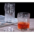 embossed clear water glass cup with gold rim